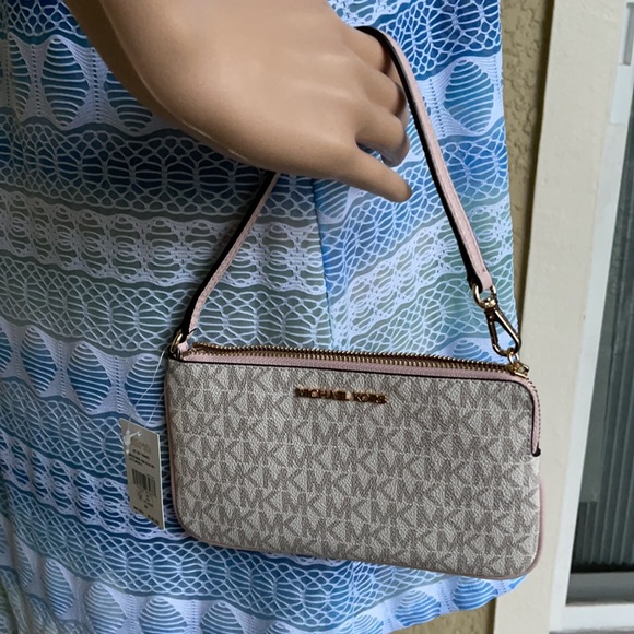 Michael Kors Jet Set Travel Large Top Zip Signature Wristlet Clutch - Picture 14 of 16